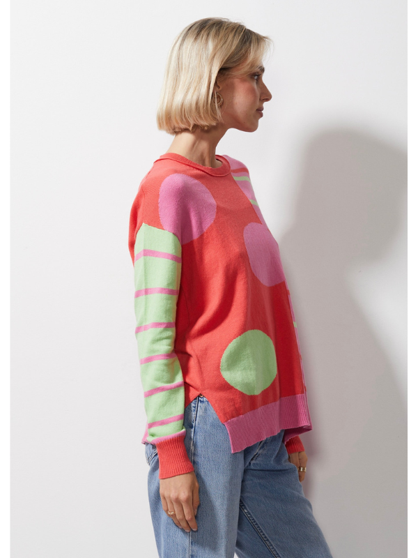 Zaket & Plover Spot on Stripes Jumper Melon Side