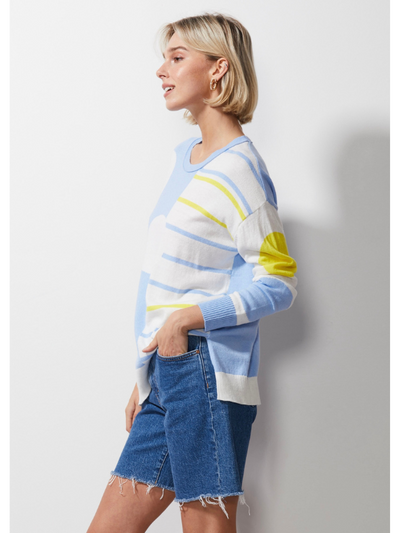 Zaket & Plover Spot on Stripes Jumper Sky Side