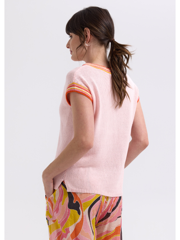 Zaket & Plover Stripe Trim Top Blush Back
