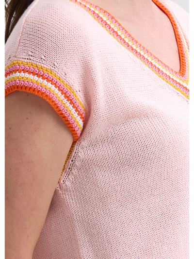 Zaket & Plover Stripe Trim Top Blush Detail