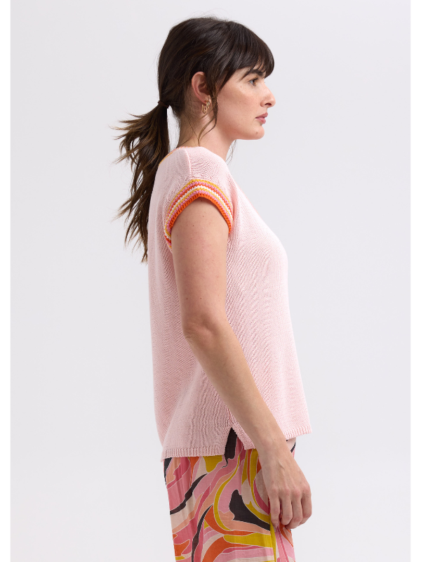 Zaket & Plover Stripe Trim Top Blush Side