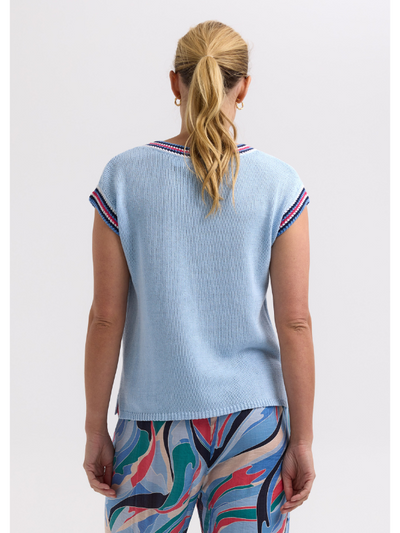 Zaket & Plover Stripe Trim Top Powder Back