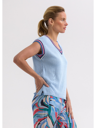 Zaket & Plover Stripe Trim Top Powder Side