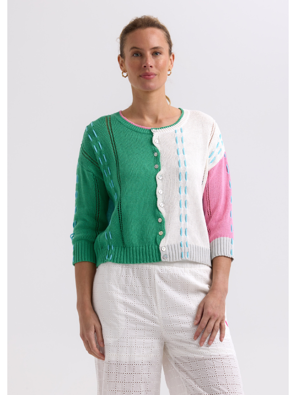 Zaket & Plover Thread Detail Cardi Apple Front