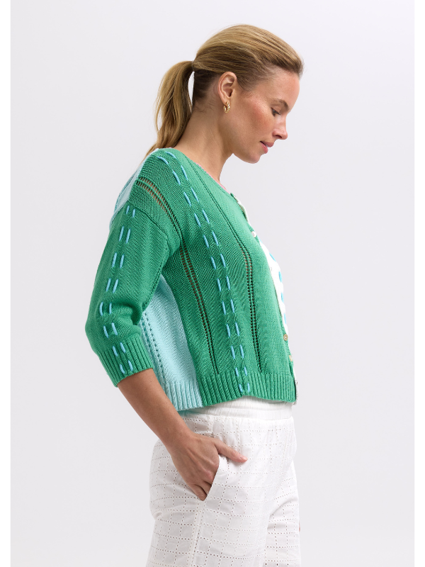 Zaket & Plover Thread Detail Cardi Apple Side