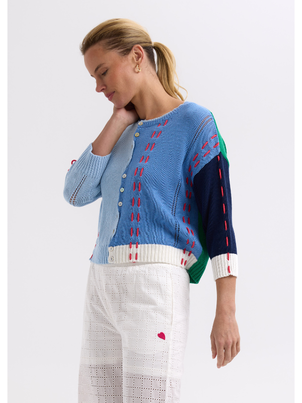 Zaket & Plover Thread Detail Cardi Blue Side