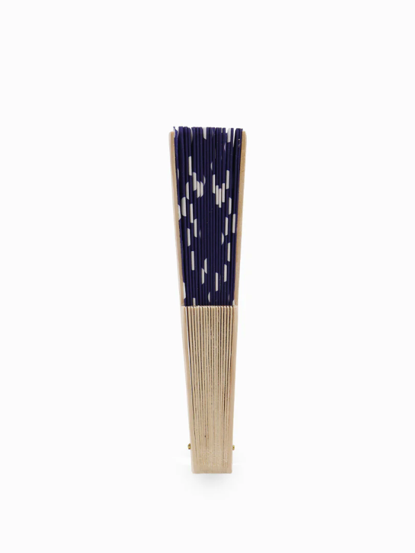 Zjoosh Hand Fan Navy and White Polka Dots