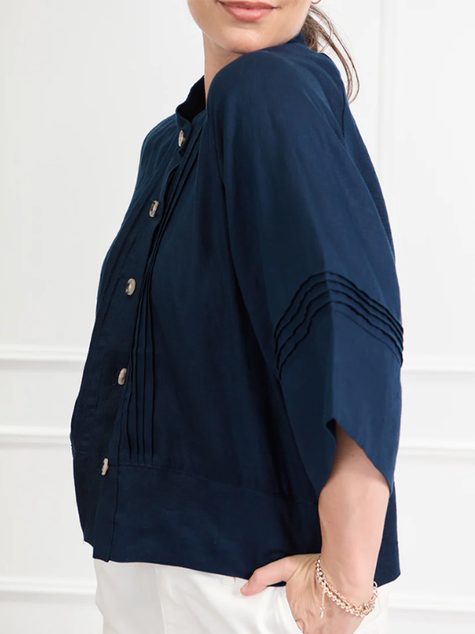 Zjoosh Harriet Linen Shacket Navy Side