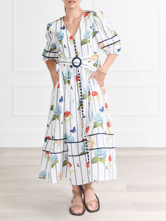 Zjoosh Jardinaire Linen Dress White Front