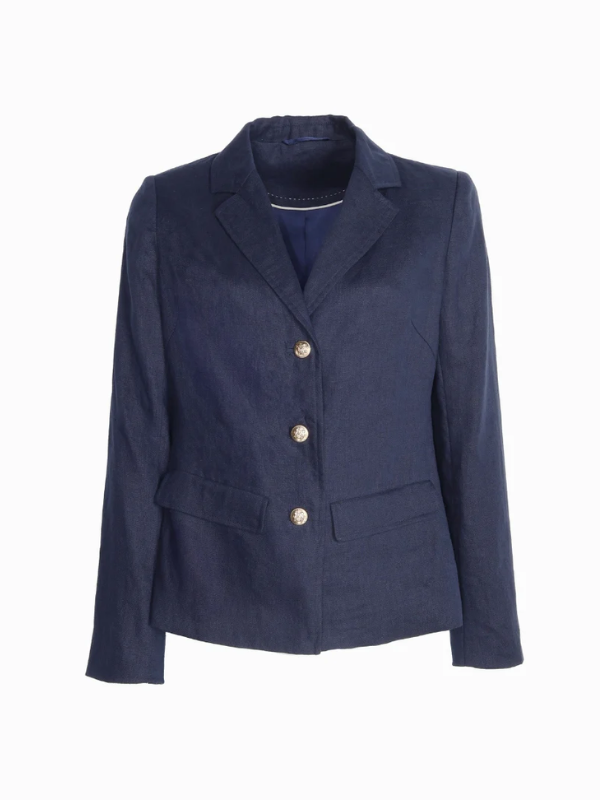 Zjoosh Peta Linen Jacket Navy Flat Lay