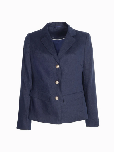Zjoosh Peta Linen Jacket Navy Flat Lay