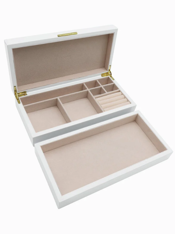 Zjoosh Stacking Lacquered Jewellery Box White Large