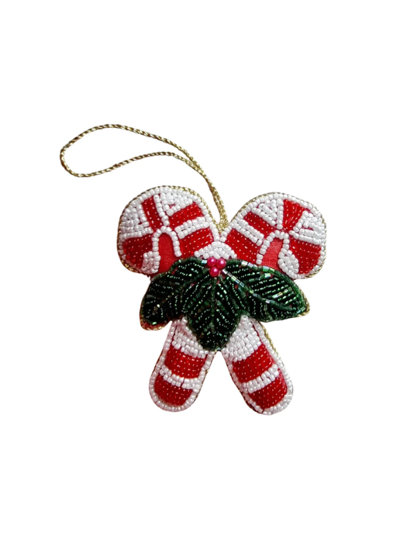 Zoda Accessories Candy Canes Beaded Hanging Ornament